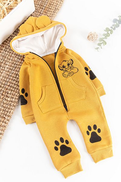 Babymod Hooded Baby Boy Jumpsuit with Lion Figure