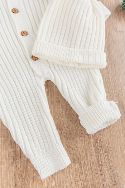 Babymod Knitwear Winter Beret Baby Girl/Boy Jumpsuit Cream