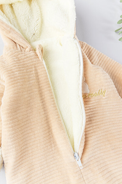 Babymod Winter Welsoft Velvet Astronaut Girl/Boy Baby Jumpsuit with Rabbit Figure