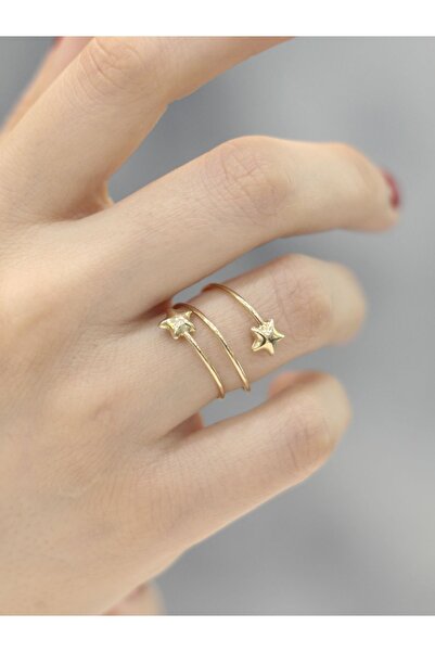 ZEYNEPLİ GOLD 14 Ayar Altın İkili Yıldız Yüzük