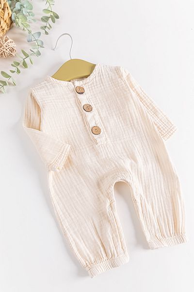 Babymod Buttoned Collar Muslin Baby Boy Jumpsuit