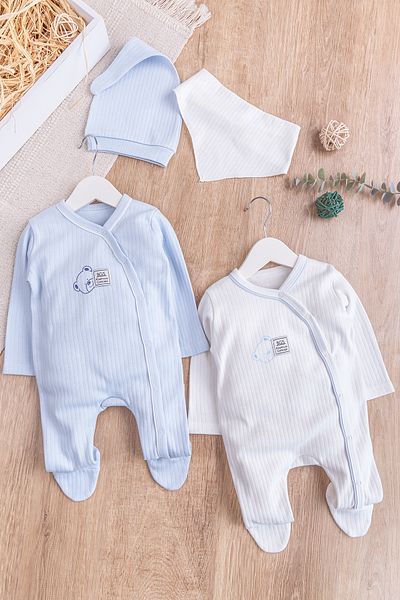 Babymod 2-Piece Long Sleeve Baby Boy Jumpsuit Set with Teddy Bear Figure