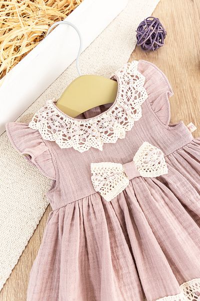 Babymod Laced Bow Summer Muslin Baby Girl Dress Baby Jumpsuit
