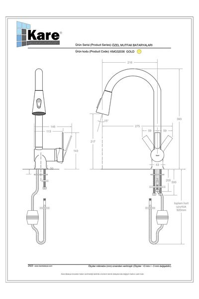 KARE Omega Mix Gold Spiral Sink Faucet with End Head