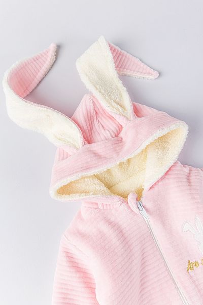 Babymod Winter Welsoft Velvet Astronaut Girl/Boy Baby Jumpsuit with Rabbit Figure