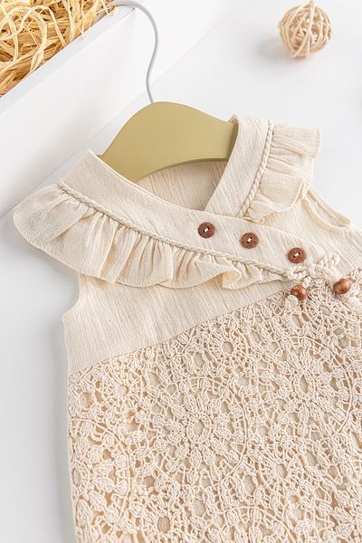 Babymod Ruffled Guipure Detailed Baby Girl Summer Jumpsuit