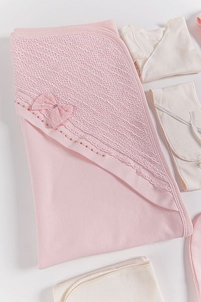 Babymod 10 Piece Baby Girl Hospital Release Baby Set with Natural Bow