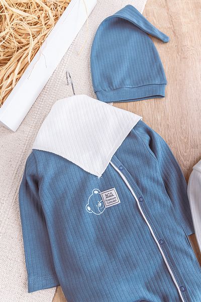 Babymod 2-Piece Long Sleeve Baby Boy Jumpsuit Set with Teddy Bear Figure