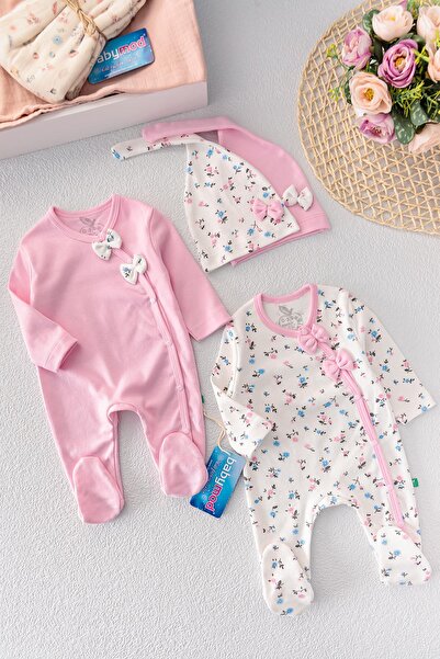 Babymod طقم رومبير للفتيات الصغيرات بطبعة زهور وأكمام طويلة