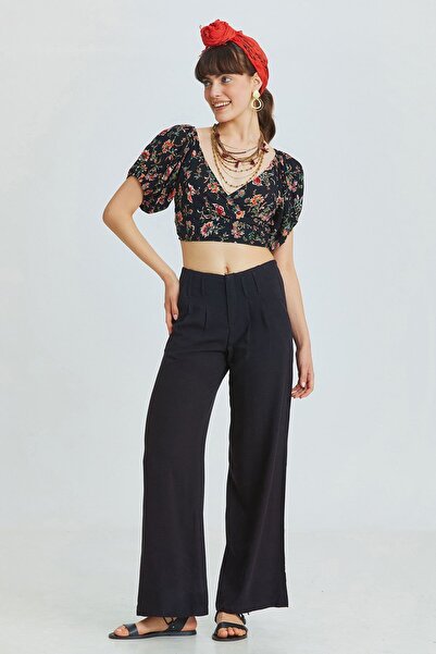 Clandestino Μαύρο μποέμικο πλισέ παντελόνι