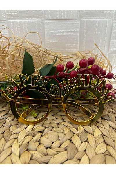 Deniz Party Store Gold Color Happy Birthday Plastic Glasses - 1 Piece Party Accessory