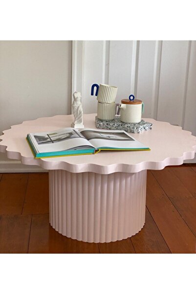 BÜYÜK İNCİ Yivli Dalgalı Düğün Çiçek Şekilli Orta Sehpa