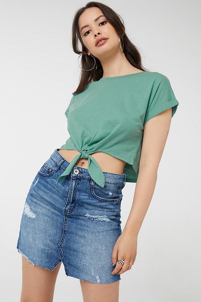 Ardene Tie-Front Cotton Tee