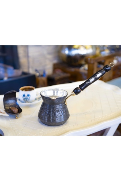 Bakır Concept 5 Person Black Oxide Colored Copper Coffee Pot and Chubby Model...