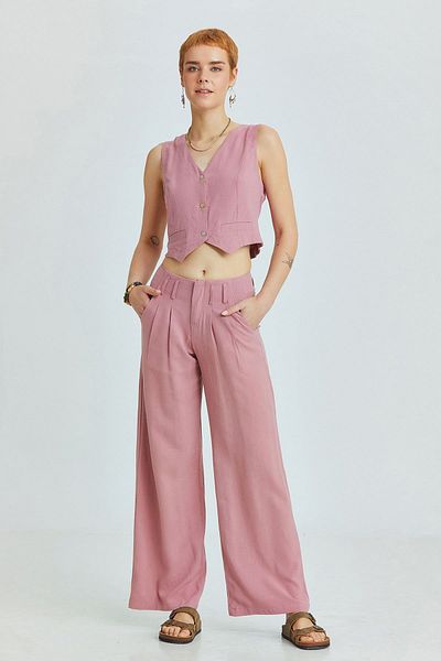 Clandestino Dusty Rose Pleated Bohemian Trousers