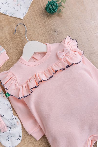 Babymod Floral Patterned Frilly 2-Piece Long Sleeve Baby Girl Jumpsuit Set
