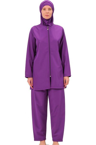 Argisa Purple Hijab Swimsuit - Long Sleeve, Solid Full - 7101