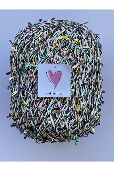 Makromİps Premıum Metalik Confeti Kâğıt Rafya Ip(50gr/m+-5)Simli Parlak Abiye Polyester Çanta Şapka Örgü ipi