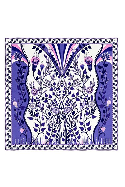 Imannoor Kelebek Mor Krep İpek Eşarp 140x140