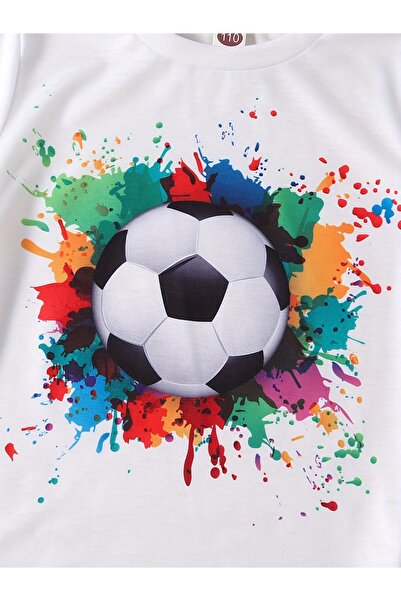 Let's Wear Boys' Football Printed Colorful T-shirt