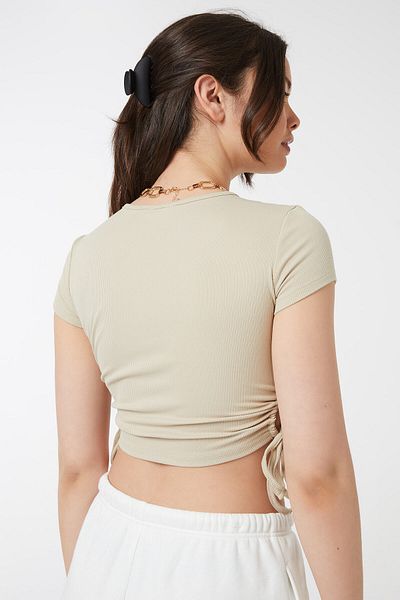 Ardene Ruched Cut Out Ultra-Crop Tee