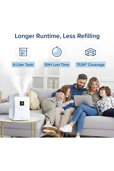 Levoit Smart Nemlendirici 6L Üstten Doldurmalı, Sıcak ve Soğuk Sis, Esansiyel Yağ ve Zamanlayıcı, Alexa