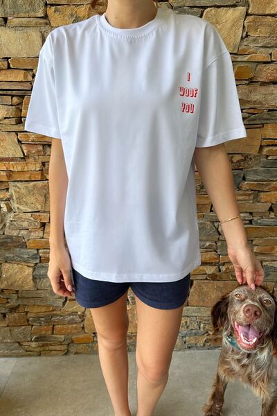 HappyDodo WOOF YOU Unisex Crew Neck White T-shirt - 100% Cotton, Comfortable ...