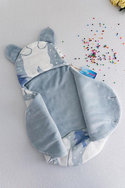 Babymod Baby Boy Swaddle with Teddy Bear Figure