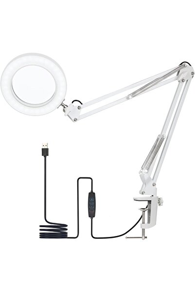 BGZ STORE Katlanabilir 8x Büyüteçli LED Yüz Bakımı Güzellik Tatto LED Masa Lambası - 3Renk Modu,10 Seviye Işık