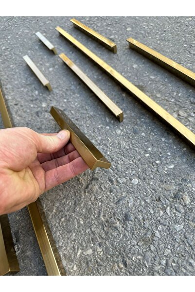 ARON Şimşir Lüx L Profil Kulp 160mm (MAT ALTIN) Tv Ünite Yatak Odası Konsol Mutfak Dolap Kapak Kulpu