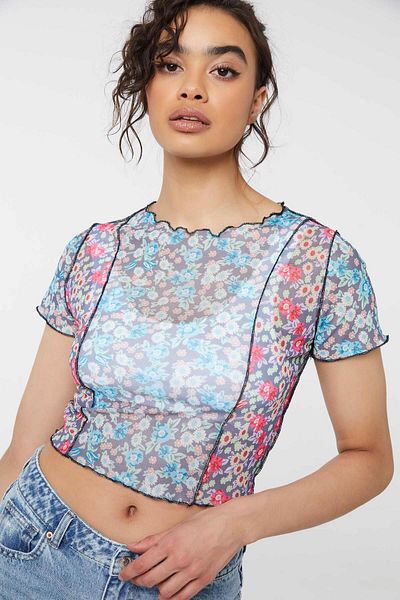 Ardene Floral Mesh Top