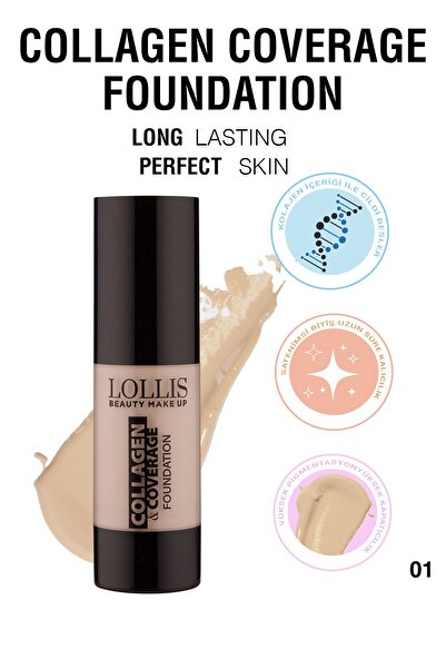 Lollis Collagen Coverage Foundatıon 01 Medium /collagen Coverage Fondöten 01 ...