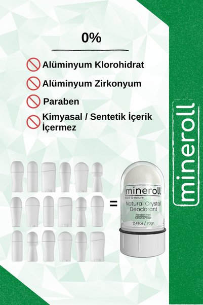 Mineroll Koltuk Altı Beyazlatıcılı Doğal Kristal Deodorant 70g