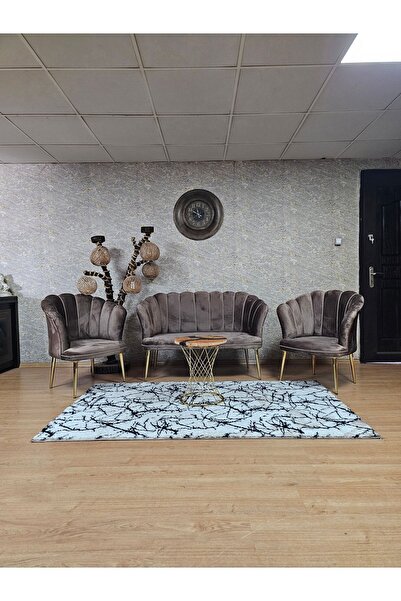 ZAFİR Papatya Çay Seti Koltuk Takımı Gold Sivriltme Ayak, Balkon, Salon, Ofis...