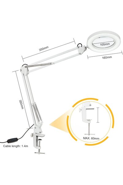 BGZ STORE Foldable 8X Magnifying Led Facial Care Beauty Tatto Led Desk Lamp - 3Color Modes,10 Levels of Light