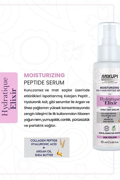 Mixup 115 ML - Moisturizing Nourishing Serum with Hyaluronic Acid and Collagen Peptide, for Dry and Dull Hair