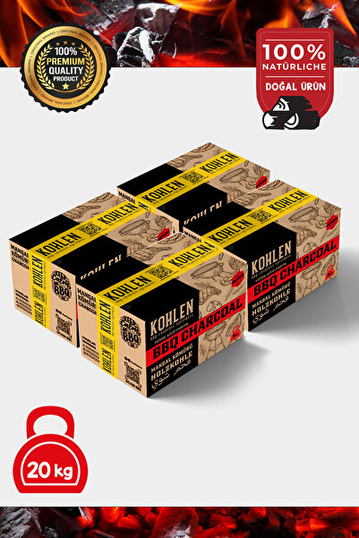 KOHLEN Doğal Meşe Mangal Kömürü Bbq Özel | BBQ Master Paket | 4 KOLİ