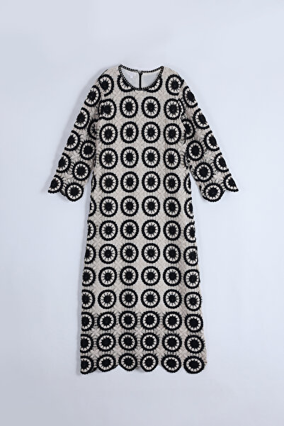 By Mare Style Crew Neck Long Crochet Dress