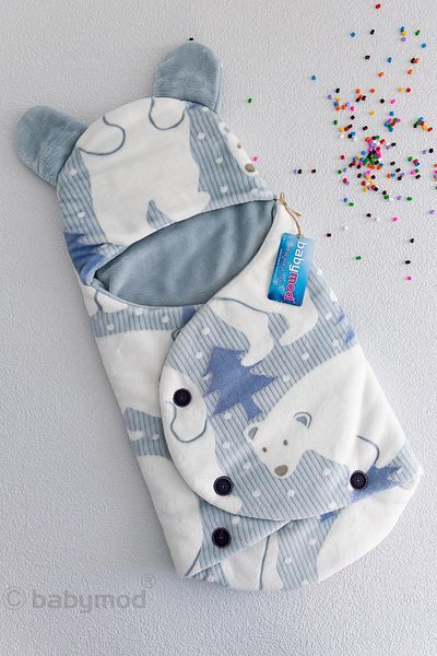 Babymod Baby Boy Swaddle with Teddy Bear Figure
