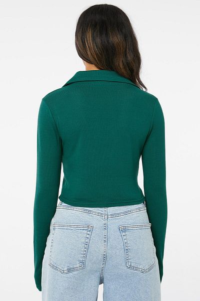 Ardene Johnny Collar Long Sleeve Cropped Top