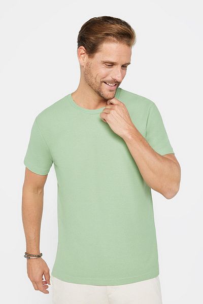 Tudors Ανδρικό Slim Fit Slim Fit 100% βαμβακερό μπλουζάκι με μαλακή υφή με πράσινο σχέδιο με λαιμόκοψη