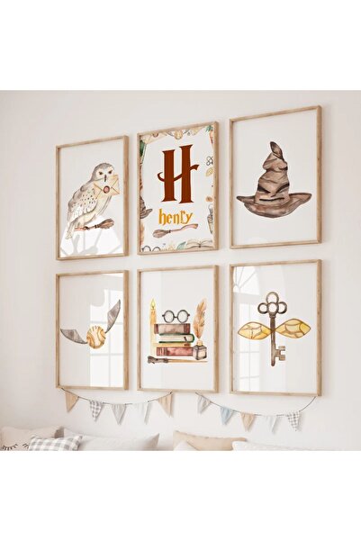 TABLOX Harry Potter '6’lı Çerçeve Görünümlü MDF Tablo Seti-Çocuk Odası Dekoru
