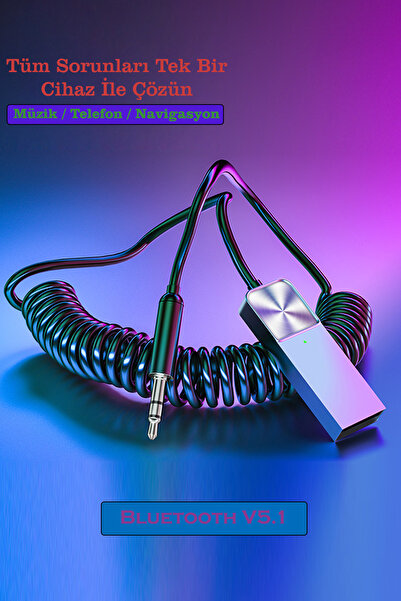 CONOCER Bluetooth Wireless Bt5.1 Usb To 3,5mm Araç Kiti Bluetooth Araç Içi Fm...