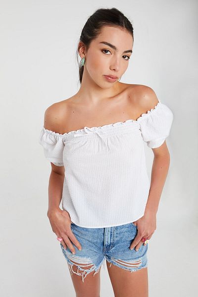 Ardene Cotton Short-Sleeve Peasant Top