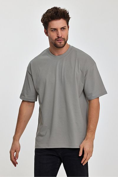 COMBİNE MİCHAİL Thick Fabric Oversize Men's T-shirt - Crew Neck