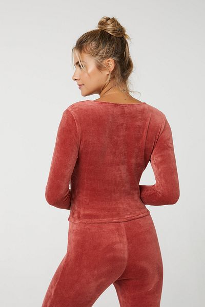 Ardene Velour Plunge V-Neck Cropped Top