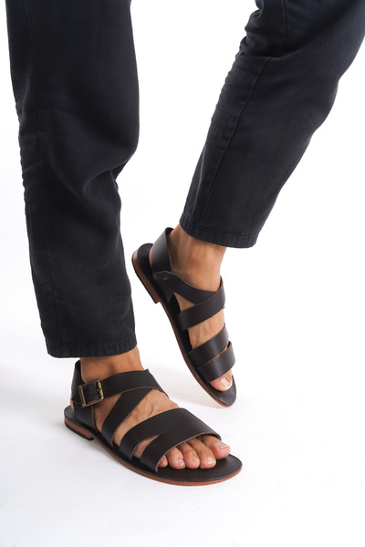 DaphneSandals Ανδρικά σανδάλια - Γνήσιο δέρμα, Καφέ, K1027