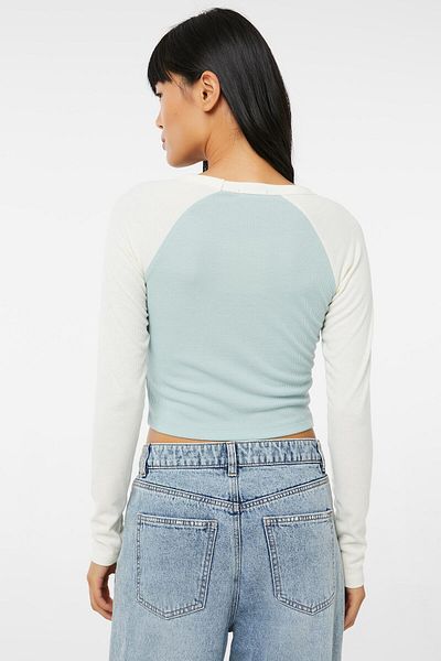 Ardene 2-Tone Raglan Tee with Placement Print
