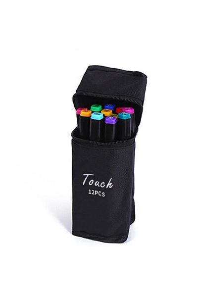 BEYZANA Double Sided 12 Piece Marker Pen Set - With Bag