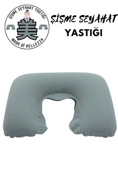 Modo Di Bellezza Gray Orthopedic Travel Neck Pillow - Inflatable Pillow, Practical Portable